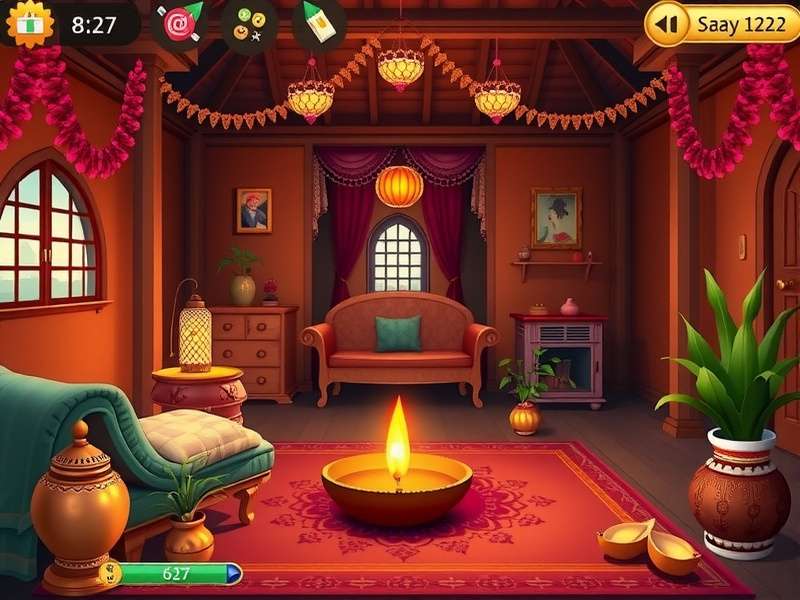 Diwali celebration in Rustic Indian Home